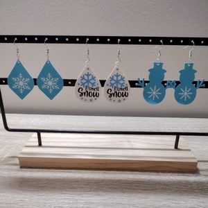 Handmade Faux Leather I Smell Snow/Winter Earrings